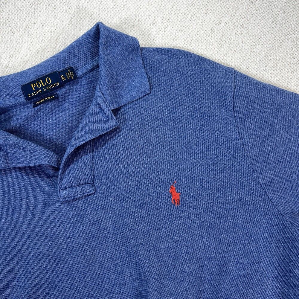 Polo Ralph Lauren Blue Polo Shirt Men’s XL Custom Slim Fit Short Sleeve Cotton